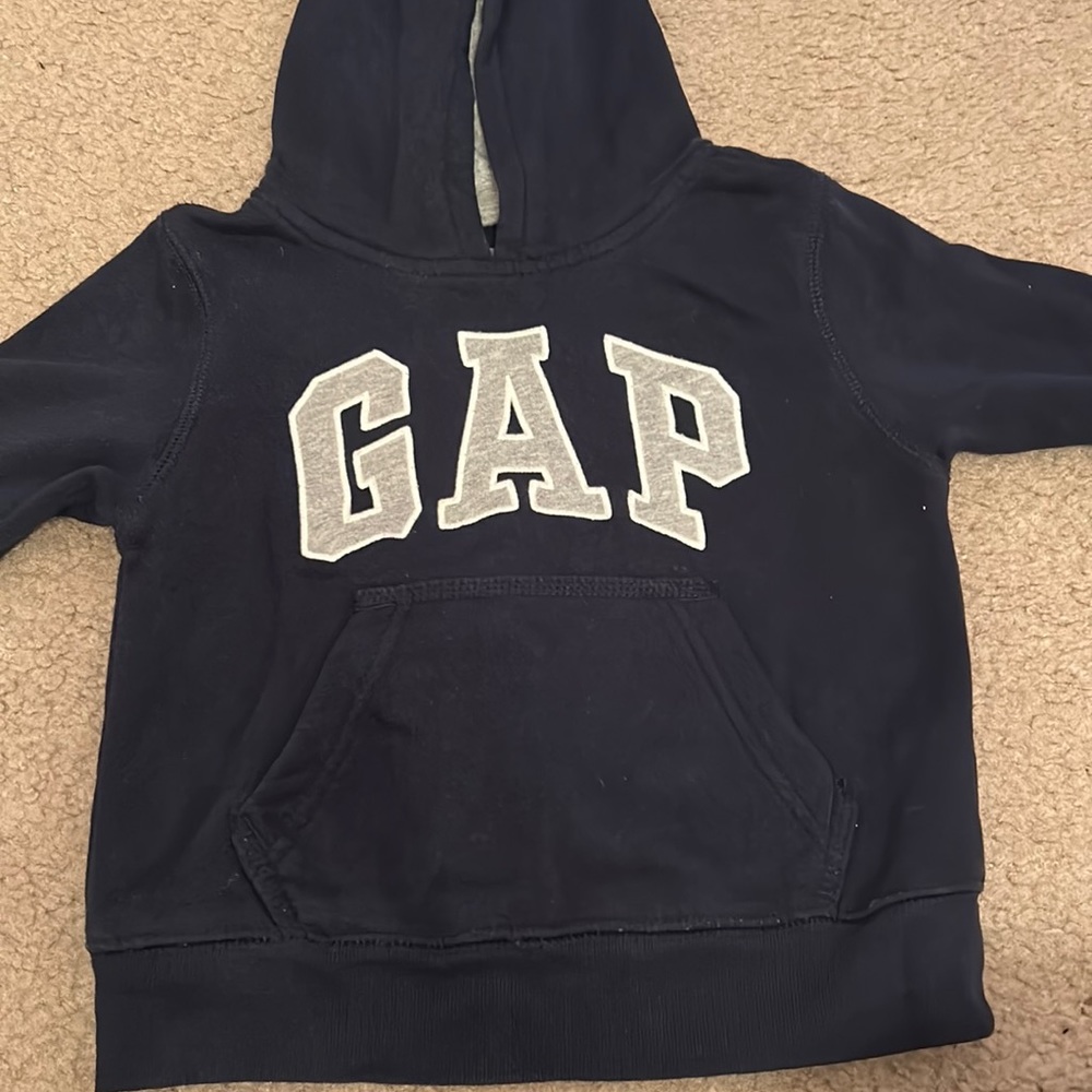 GAP sweatshirt with hood navy blue . Perfect condition . Smoke and pet free home